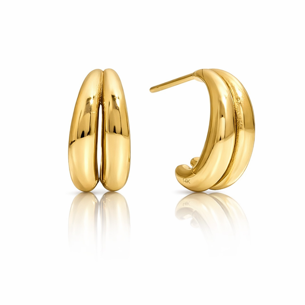 Double Huggie Earrings (Gold)