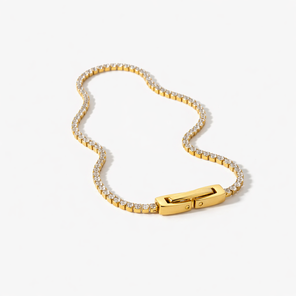 Dainty Tennis Bracelet (Clear Quartz)