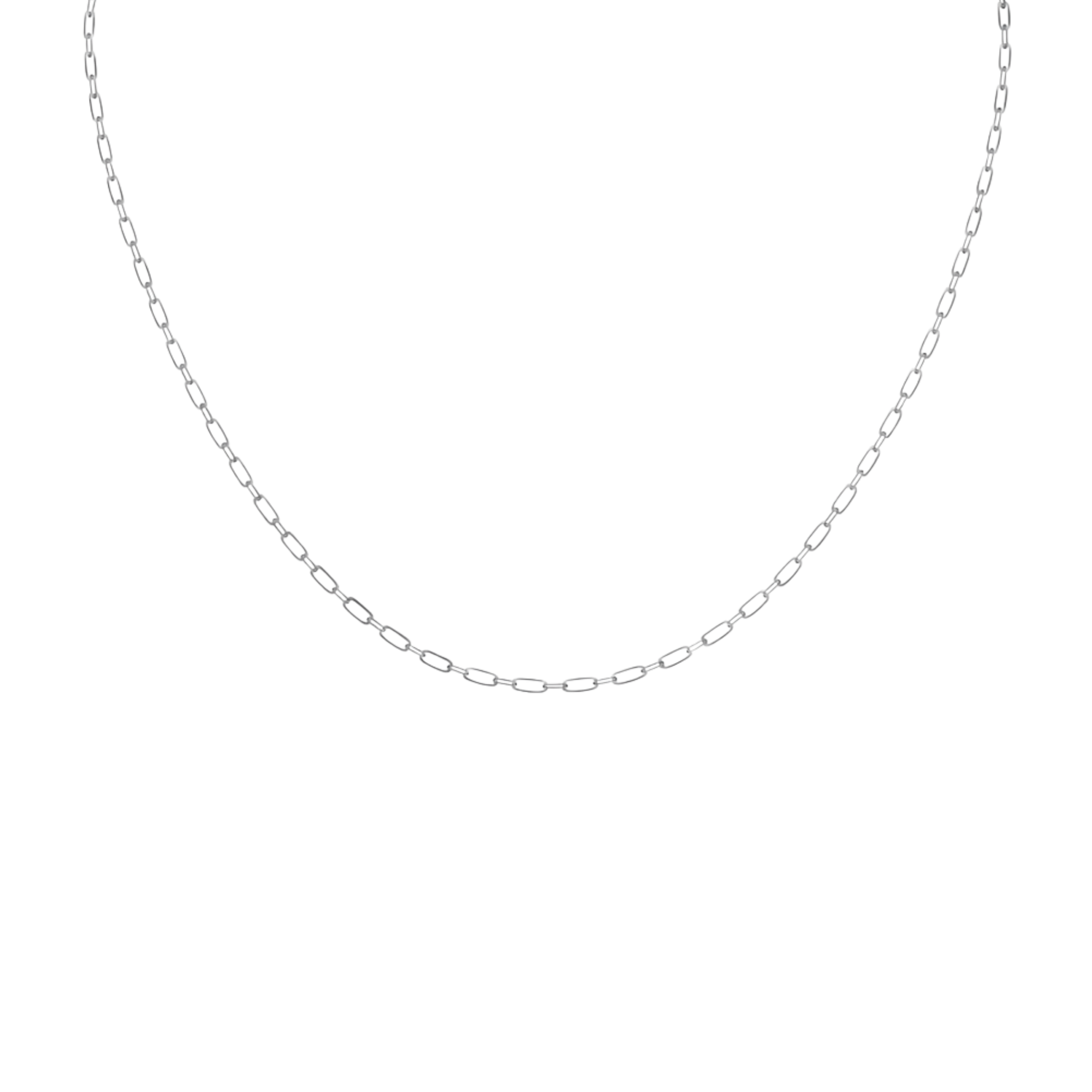 Dainty Slim Paperclip Necklace (Silver)