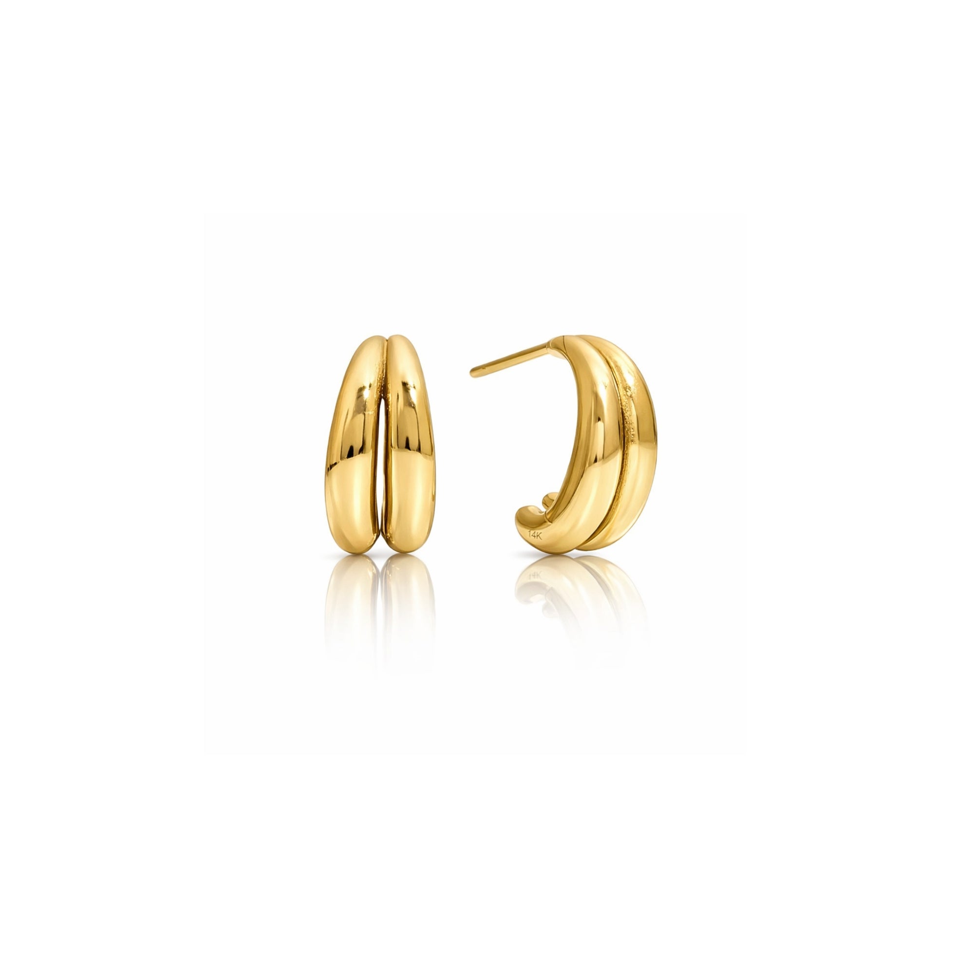 Double Huggie Earrings (Gold)